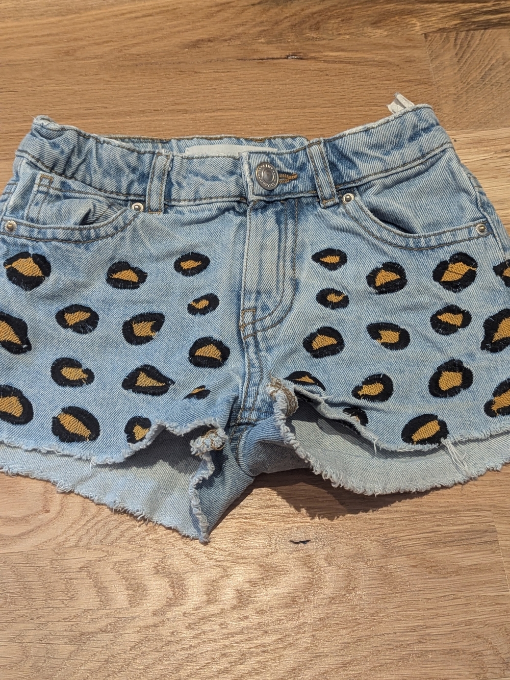 Denim Leopard Print Women’s Shorts - Light Blue